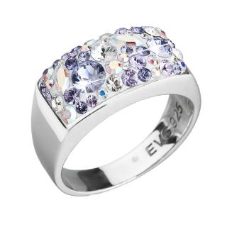 Evolution Group CZ Stříbrný prsten s krystaly Swarovski fialový 35014.3 violet Obvod mm: 52