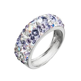 Evolution Group CZ Stříbrný prsten s krystaly Swarovski fialový 35031.3 violet Obvod mm: 52