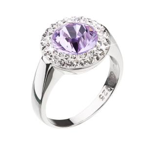 Evolution Group CZ Stříbrný prsten s krystaly Swarovski fialový kulatý 35026.3 Obvod mm: 56