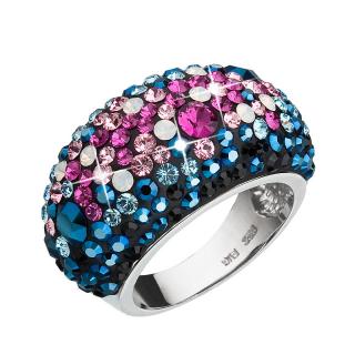 Evolution Group CZ Stříbrný prsten s krystaly Swarovski mix barev modrá růžová 35028.4 Obvod mm: 58