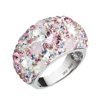 Evolution Group CZ Stříbrný prsten s krystaly Swarovski růžový 35028.3 Obvod mm: 54