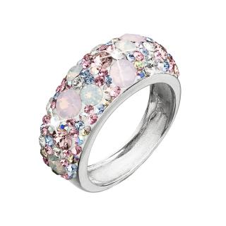 Evolution Group CZ Stříbrný prsten s krystaly Swarovski růžový 35031.3 Obvod mm: 52