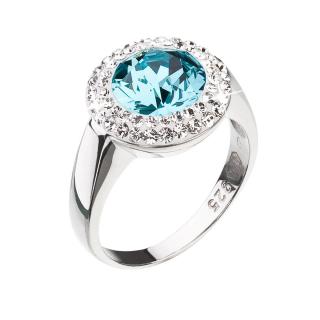 Evolution Group CZ Stříbrný prsten s krystaly Swarovski tyrkysový kulatý 35026.3 Obvod mm: 56