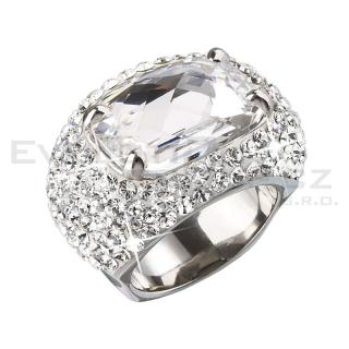 Evolution Group CZ Stříbrný prsten s velkým krystalem bílý 735800.1 crystal Obvod mm: 54