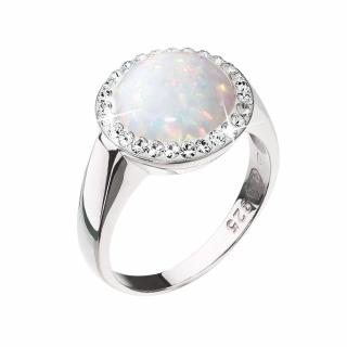 Evolution Group CZ Stříbrný prsten se syntetickým opálem a krystaly Preciosa bílý 35060.1 Obvod mm: 52
