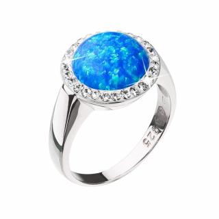 Evolution Group CZ Stříbrný prsten se syntetickým opálem a krystaly Preciosa modrý 35060.1 Obvod mm: 52