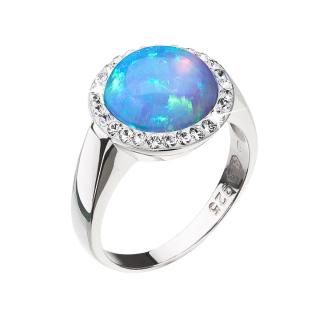 Evolution Group CZ Stříbrný prsten se syntetickým opálem a krystaly Preciosa světle modrý 35060.1 Obvod mm: 52