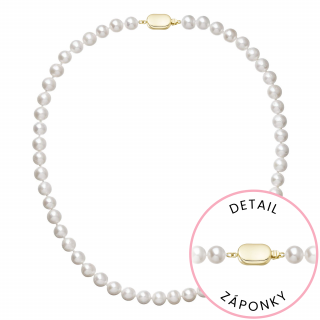 Perlový náhrdelník z říčních perel se zapínáním ze 14 karátového zlata 922003.1/9269A bílý