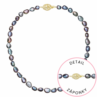 Perlový náhrdelník z říčních perel se zapínáním ze 14 karátového zlata 922027.3/9265A peacock