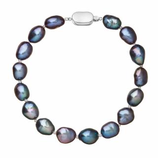 Perlový náramek z říčních perel se zapínáním z bílého 14 karátového zlata 823011.3/9269B peacock