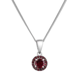 Stříbrný náhrdelník luxusní s pravými kameny rudý 12088.3 garnet