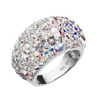 Stříbrný prsten s krystaly Swarovski crystaly ab 35028.2 ab efekt Obvod mm: 51