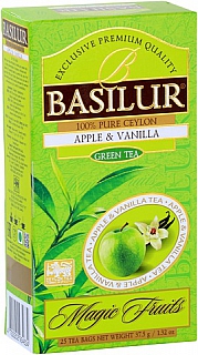 Basilur magic green Apple & Vanilla - jablko vanilka balení čajů: porce 25ks nepřebal  (1,5gx25)