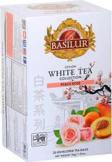 Basilur White tea Peach rose přebal 20x1,5g - broskev růže