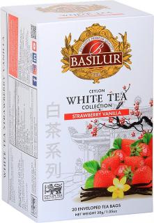 Basilur White tea Strawberry vanilla přebal 20x1,5g - jahoda vanilka