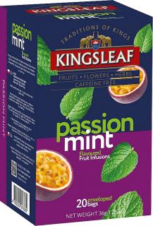 KINGSLEAF ovocný čaj přebal 20x1,8g varianta: Passion Mint MUČENKA MÁTA