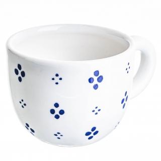 Šálek čtyřpuntík modrý na bílé objem: Cappuccino+ podšálek 180ml