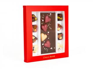 Valentýnská dárková čokoláda s bonbony - mléčná verze