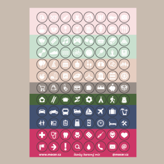 samolepky ikonky barevný mix druh samolepky: papír matný
