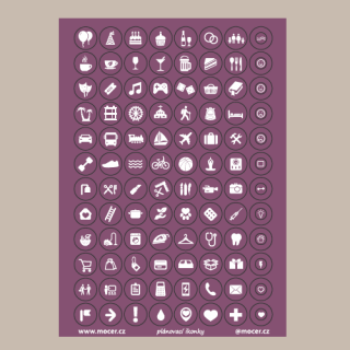 samolepky ikonky plánovací fialové