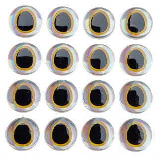 3D Epoxy Fish Eyes - Holographic Silver V balení: 100ks, Velikost: 12 mm
