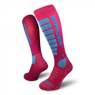Ponožky NORTHMAN Ski Compress Merino 21 - Pink Velikost: L-XL (42-47)