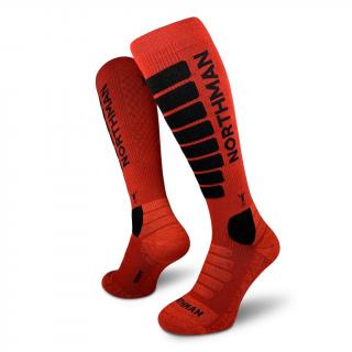Ponožky NORTHMAN Ski Compress Merino 21 - Red Velikost: S-M (36-41)