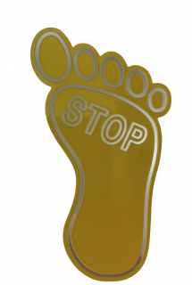 3D Chromová Samolepka - Noha STOP (žlutá)