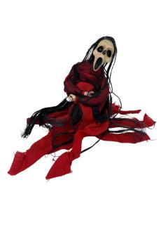 Závěsná dekorace smrtka se zvukem (40 cm) Červená