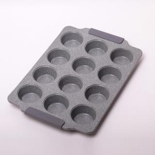 Kamille pečící forma na muffiny 12 ks, ocel+granit (38 x 26 x 3 cm)