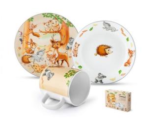 MATELL VM Dětská jídelní souprava Lesní zvířátka porcelán 3 dílná