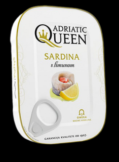 Sardinky Adriatic Queen - v rostlinném oleji s citronem 105 g