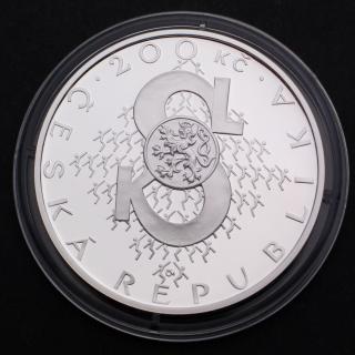 Stříbrná pamětní mince 200 Kč aložení Sokola 1862-2012 PROOF