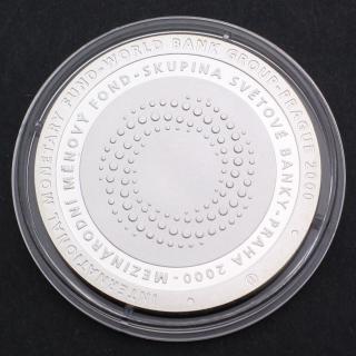 Stříbrná pamětní mince 200 Kč mezinárodní měnový fond skupina světé banky-praha 2000 PROOF