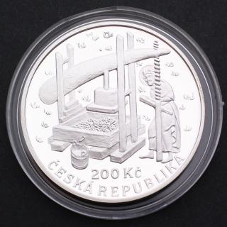 Stříbrná pamětní mince 200 Kč Nařízení KarlaIV. o zakládání vinic 1358-2008 PROOF