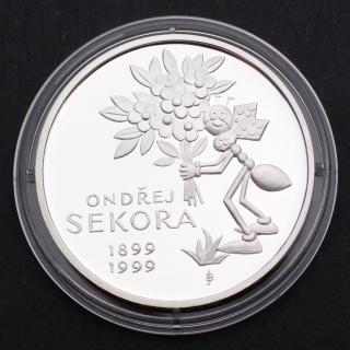 Stříbrná pamětní mince 200 Kč Ondřej Sekora 1899-1999 proof