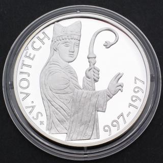 Stříbrná pamětní mince 200 Kč Sv. Vojtěch 997-1997 PROOF