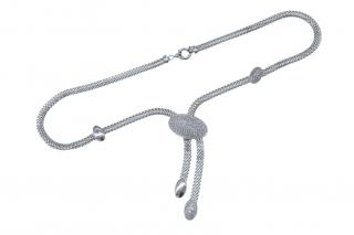 Stříbrný náhrdelník s blyštivými kamínky 47 cm