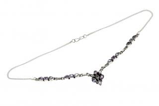 Stříbrný náhrdelník s fialovými kamínky 42,5 cm