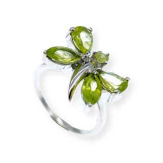 Stříbrný prstýnek se zeleným motýlkem s kamínky Velikost: 57