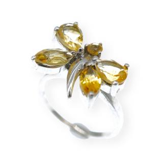 Stříbrný prstýnek se žlutým motýlkem s kamínky Velikost: 57.5