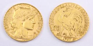 Zlatá mince 20 Frank Marianne Kohout 1907 FRANCIE
