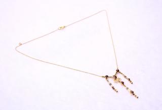 Zlatý náhrdelník granáty a perly