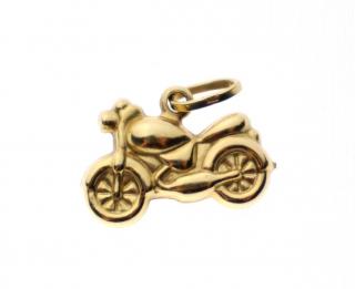 Zlatý přívěsek motorka ve žlutém 14ti karátovém zlatě