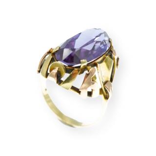 Zlatý prstýnek s fialovým kamínkem ALEXANDRIT