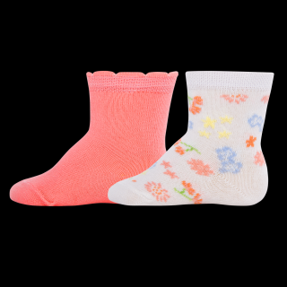 Ewers Dětské ponožky 2pack Kytičky 205073 - vel.19-22 (2 pack, vel.19-22)