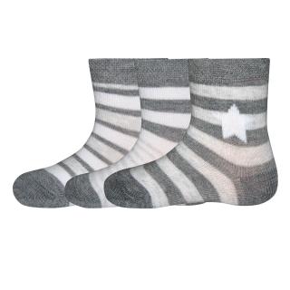 Ewers Dětské ponožky 3ks - šedé - 205129 - vel. 23-26 (vel. 23-26, 3ks v balení)