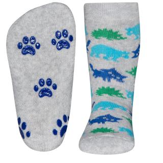 Ewers Dětské ponožky s protiskluzem  - chlapecké 225026- Zvířátka šedé - vel. 19-22 (vel. 19-22)