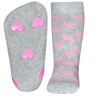 Ewers Dětské ponožky s protiskluzem  - dívčí 225025 Srdíčka - šedé - vel. 19-22 (vel. 19-22)