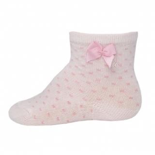 Ewers Dětské ponožky s puntíky a mašličkou 20530 růžové - vel. 17-18 (vel. 17-18)